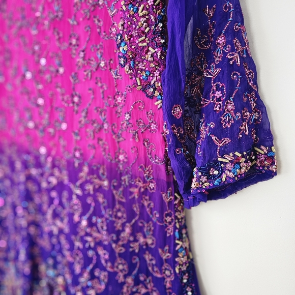 Hot Pink Purple Kameez Kurta Dupatta Fancy Indian Pakistani Dress Outfit - Picture 4 of 7